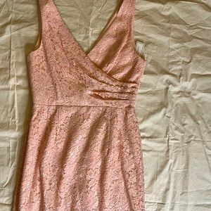 NWT Donna Morgan Blush Pink Lace Gown with Slit, Size 10